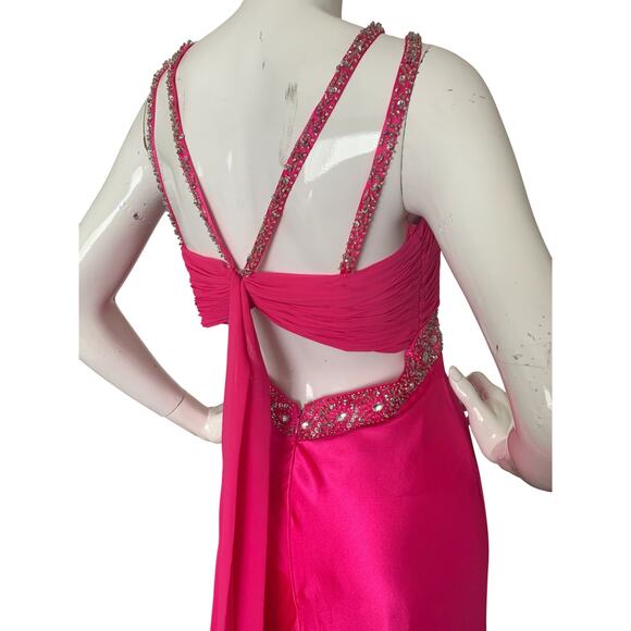 Cache Vintage y2k Pink Beaded Rhinestone Prom Dress Gown NWT Size 6 - Picture 4 of 7